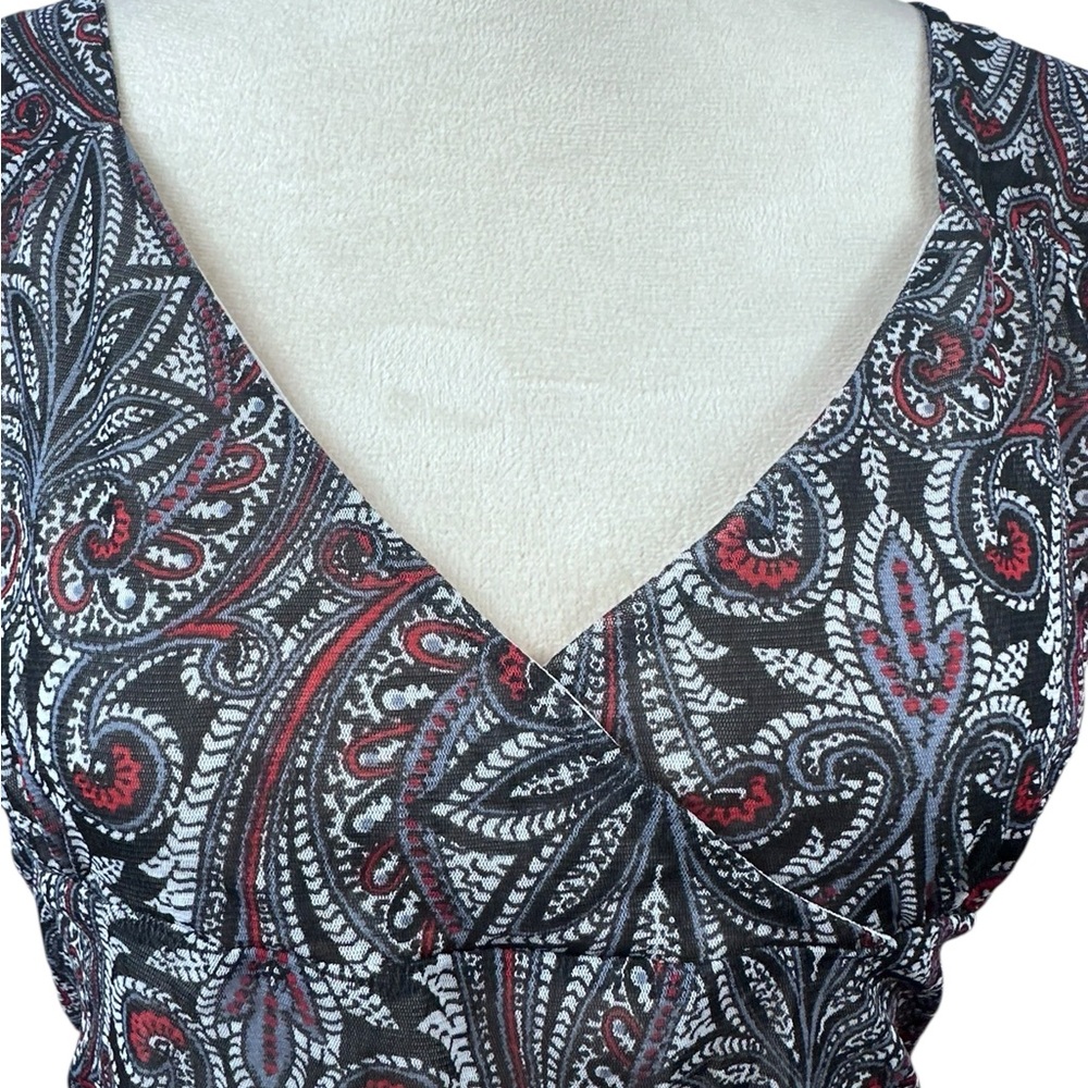 Michael Kors red, gray & black Paisley print sleeveless top size XL - Picture 3 of 10